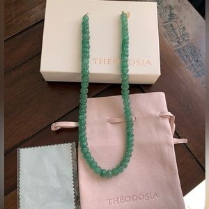 Theodosia Carved Moss Green Chalcedony Candy Necklace